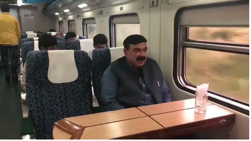 sheikh rasheed travelling on train