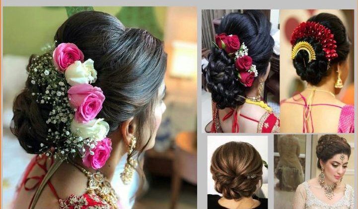 floral bun bridal hair style
