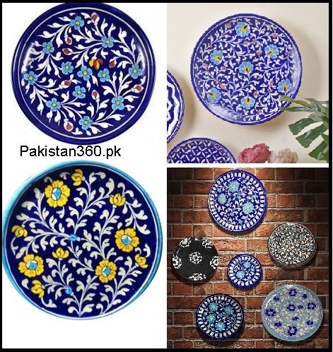 blue pottery wall hanging